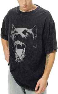 Oversized Men's T-Shirt With Dog Print Short Sleeve O-Neck Casual Jersey Cotton Tee <b>Animal</b> <b>Pattern</b> Front DTG Design Print Tee - Product Image 2