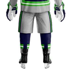 Jersey de Hockey sobre Hielo para Hombre, Cuello en V, Manga Larga, Sublimado, Rayas Azul Marino y Verde, Absorbe la Humedad, Corte Regular, Ropa de Invierno - Product Image 4