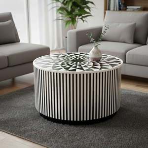 High quality bone inlay coffee <b>table</b> Modern bone inlay furniture accent Elegant living room centerpiece - Product Image 6