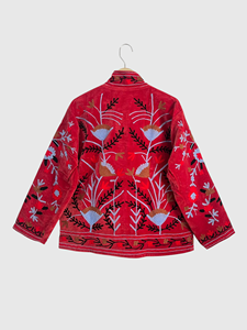 Veste en velours brodée, col mandarin, manches longues, motif floral, tenue d'automne, style élégant pour femmes adultes - Product Image 2