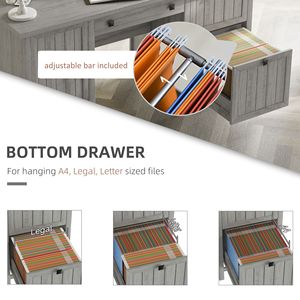 Scrivania Direzionale Vintage Grigia con 3 Cassetti, Arredo Pieghevole per Ufficio Domestico e Archiviazione Documenti - Product Image 6