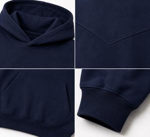 Sweat à capuche unisexe personnalisé surdimensionné en Spandex/Coton bleu, imprimé sur le devant, en molleton épais, avec poche, style streetwear, séchage rapide - Product Image 5