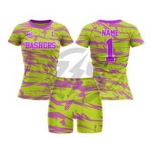 Conjunto de Uniforme de Voleibol para Mujer, Azul y Amarillo, Impresión por Sublimación, Poliéster Transpirable, Kit para Equipo Adulto - Product Image 2