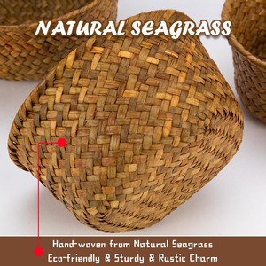 3 Set <b>Small</b> Seagrass Woven <b>Storage</b> <b>Baskets</b> Handmade <b>Storage</b> <b>Basket</b> Wholesale ecofriendly Made in Viet Nam - Product Image 5