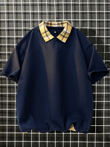 Oversized <b>Waffle</b> Knit 100% Cotton Worsted for <b>Shirt</b> Men Summer Casual Short Sleeve Loose Fit Breathable Streetwear - Product Image 6