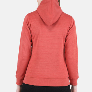 <b>Women's</b> <b>Red</b> Solid Front Hooded <b>Sweatshirt</b> Full Sleeve Casual Knitted Cotton Blend Winter Wear - Product Image 2