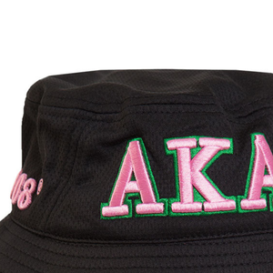 Sombrero de Pescador Negro Personalizado con Bordado de la Letra AKA, Ribete Rosa y Verde, Sombrero Casual para el Sol, Moda para Mujer, Uso en Exteriores - Product Image 3