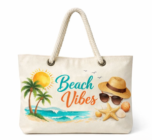 COTTON VOYAGE Customized Logo Eco Friendly Cartoon Pattern <b>Large</b> Canvas Beach Tote <b>Bag</b> Rope Handle <b>Large</b> Capacity Shopping <b>Bag</b> - Product Image 4