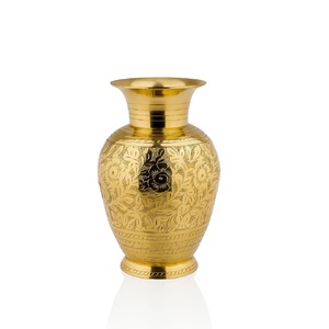 Handcrafted Pure Brass <b>Flower</b> Vase for Home Decor Hand Engraved Golden Decorative Vase for Living Room Centre Table - Product Image 6