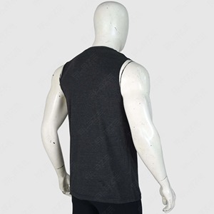 Débardeur sans manches noir pour homme STAR SPEED, col rond, tricot uni, décontracté, respirant, polyester/coton, séchage rapide - Product Image 2