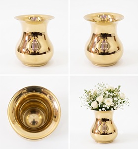 Fantaisie Laiton Brillant Polonais Mini Table Arrêt Moderne Fantaisie Décor À La Maison Fleur Vase Style Indien Classique Royal Luxures En Métal Vase - Product Image 5