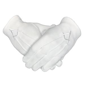 Gants de cérémonie maçonniques 100% coton, longueur poignet, pour la plage, unis, séchage rapide, compas carré, blanc, respirants, logo brodé - Product Image 4