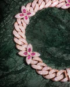 Cadena de Plata Gruesa Personalizada con Moissanita para Hombre, 13mm-22mm, Chapada en Oro Rosa S925, Cadena Cubana con Diamantes VVS y Moissanita - Product Image 2