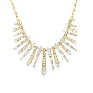 Collares de Diamantes en Capas, Corte Baguette y Redondo, Diamantes Cultivados en Laboratorio, Clásicos para Boda, Novia, Uso Diario, Amuletos de Lujo, Joyería Fina, Oro Sólido de 14K y 18K - Product Image 1
