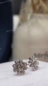925 Silver with VVS Moissanite Diamond Flower Shape Screw <b>Back</b> Stud <b>Earrings</b> Bezel Setting Classic Women's Jewelry - Product Image 3
