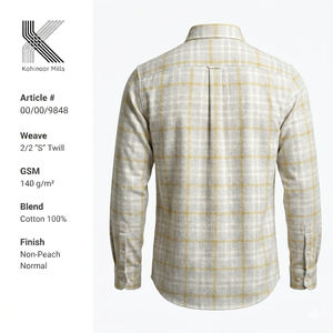 Chemise pour homme 100% coton 140GSM à carreaux 2/2 S Twill à manches longues OEM ODM - Product Image 2