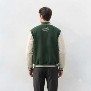Dernière Collection 2026 : Blouson Teddy Homme avec Manches Crème, Col Rabattu, Fermeture Boutonnée, Style Preppy, Idéal Automne - Product Image 2