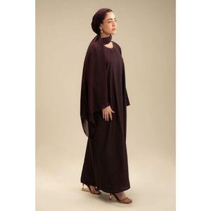 Stylish Plain Plum Abaya for Ladies Full Length Relaxed Fit Modest Islamic Dress Perfect for Casual Office and Formal Occasions - Product Image 4