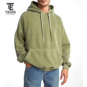 Sweat à capuche délavé pour homme, manches classiques, couleur unie, style décontracté, avec broderie de logo personnalisée et impression numérique - Product Image 1