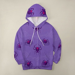 Sweat à capuche unisexe surdimensionné personnalisé avec impression intégrale motif toile d'araignée, logo avant long, respirant, sublimation, style streetwear, vente en gros - Product Image 1