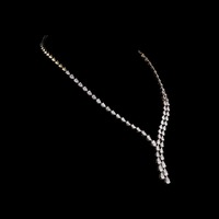 Collier Lariat en Diamant Taillé Goutte d'Eau Celeste - Or Blanc 14K Plaqué Rhodium, Cadeau de Mariage de Luxe avec Design Élégance Éternelle