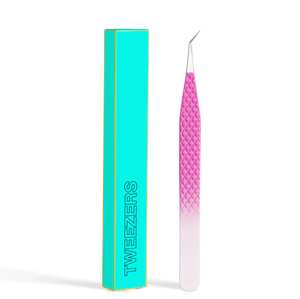 Pince à épiler ultra-fine pour extensions de cils, rose, avec grip texturé, précision pour la séparation des cils, en acier inoxydable, pointe fine - Product Image 1