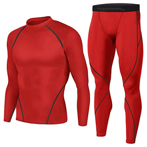 <b>Men's</b> Plus Size Compression Long Sleeve <b>Base</b> <b>Layer</b> Legging Suits Gym Workout Training Compression Athletic Set - Product Image 2