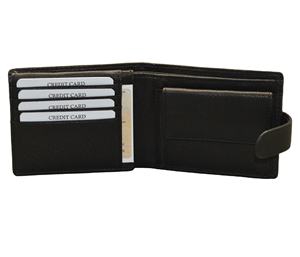 Cartera plegable de cuero de grano superior genuino para hombre, bolsillo negro con protección RFID para monedas, ventana de identificación, forro de PU, bolsillo corto, patrón de logotipo de Anime - Product Image 2