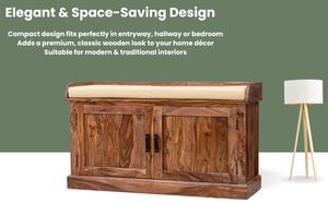 Zapatero de madera de Sheesham con puerta, organizador de zapatos de madera, estantería, mueble de entrada a prueba de polvo para sala de estar/hogar - Product Image 3