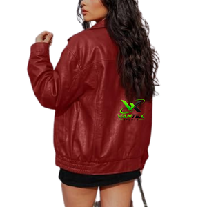 Chaqueta de Invierno VANTEX SPORTS para Mujer, Negra, de Cuero PU, Impermeable, Informal, Tejida, con Cuello Camisero y Cierre de Cremallera - Product Image 2