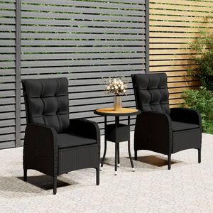 Set bistrot da 3 pezzi in Poly Rattan nero per uso giardino - Product Image 1