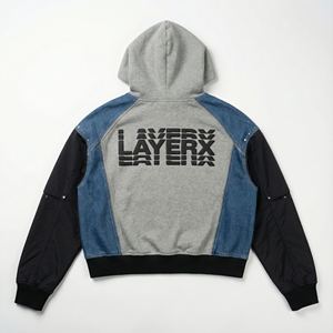 Sweat à capuche pour femme de qualité supérieure 2026, 500 g/m², en molleton denim, impression 3D en relief, badge en strass, pull streetwear - Product Image 2