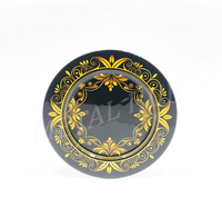 Assiette de présentation décorative en acier inoxydable, dorée, émail vintage, ronde, en métal, pour une mise en scène de table de luxe