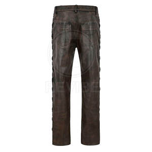 Pantalon en cuir pour homme de haute qualité, coupe droite, léger, décontracté, taille mi-haute, nouvelle collection hiver, faible MOQ - Product Image 4