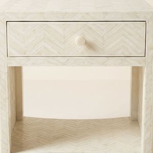New Arrival White Chevron Stripe Bone Inlay Side <b>Table</b> with 1 Drawers Handmade Bedside <b>Table</b> Living Room <b>End</b> <b>Table</b> - Product Image 5