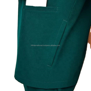 Unisex Medical <b>Scrub</b> Set Breathable Stretch Woven Cotton Polyester Hospital <b>Uniform</b> Needle Detectable Seamless Fusing - Product Image 3