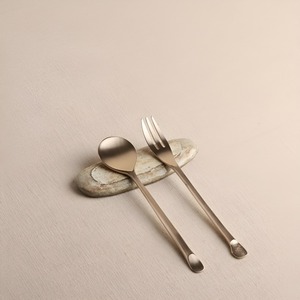 Modern Minimalist Elegant <b>Matte</b> Stainless Steel Salad Server Luxury Dining <b>Table</b> Homeware Accessories with Fork & Spoon - Product Image 2