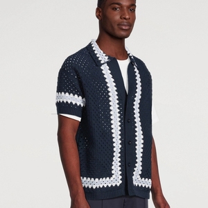 2026 new Winter Retro Loose High Collar Knitted <b>Cardigan</b> Men's / boy's Casual Custom <b>Cardigan</b> Men - Product Image 2