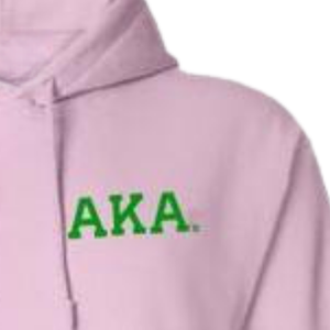 Sudadera con Capucha AKA Crest de Renombre Mundial, Bordado Rosa Claro y Verde, Sudadera con Capucha Personalizada, Ropa Griega - Product Image 3