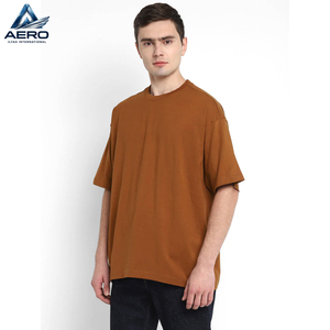 Camiseta de Algodón Marrón Lisa OEM para Hombre, de Alta Calidad, Manga Corta, Cuello Redondo, Holgada, Informal, Lisa, al por Mayor - Product Image 3