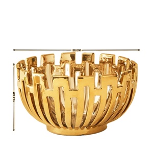 Cuencos para servir de diseñador redondo de Metal chapado en oro caliente Diseño caliente Cuenco de vajilla barato para el hogar Hotel y restaurante Cuenco para servir - Product Image 2