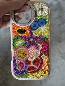 Handmade Embroidered Phone Case with Eye Design Multicolor Textile Pattern Rectangular Shape Artistic Craft Accessory - Product Image 5
