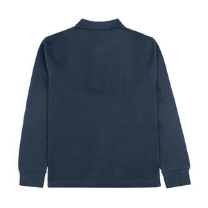 Polo de Manga Larga Azul Marino para Hombre, Color Sólido, Algodón Piqué, Ropa Casual de Primavera, Cuello con Botones - Product Image 2