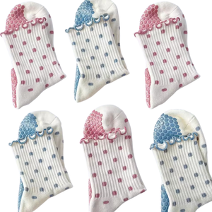 Wholesale Custom Ruffle Dot Pattern Dual <b>Grip</b> Non-Slip Autumn Knitted Pilates <b>Socks</b> Women Youth Breathable Cotton Yoga - Product Image 5