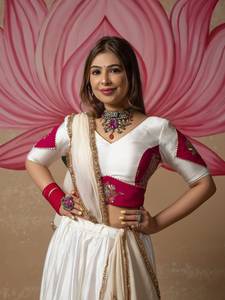Ensemble Lehenga, Blouse et Dupatta Traditionnel Indien pour Femme, avec Broderie Chinon et Dentelle Fantaisie, pour Fêtes et Mariages, Longueur au Sol, Coupe Classique - Product Image 2