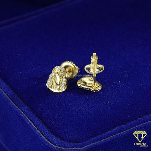 Fashion VVS Lab Grown Diamond With 925 Sterling <b>Silver</b> <b>Stud</b> Earrings Gold Tone Sparkling Jewelry - Product Image 5