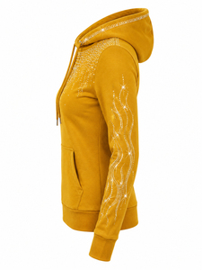 Sudadera con Capucha Brillante con Pedrería para Mujer, Sudadera con Capucha a la Moda con Bolsillo Delantero, Sudaderas con Capucha con Pedrería para Mujer al por Mayor - Product Image 2