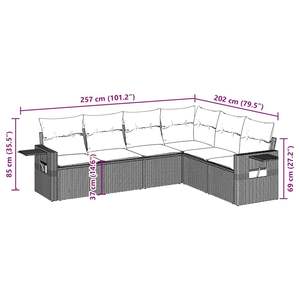 Juego de Muebles de Jardín Modulares de 6 Piezas en Ratán Sintético Negro para Patio - Product Image 3