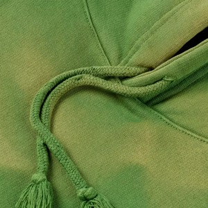 Sweat-shirt à capuche unisexe tie-dye, coupe ample, en coton French Terry, décontracté, vert automne, avec poche - Product Image 6