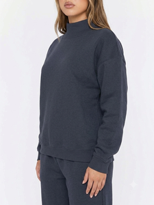 Sweat-shirt en molleton surdimensionné à col montant personnalisé pour femme, pull décontracté pour l'hiver, vente en gros OEM - Product Image 2